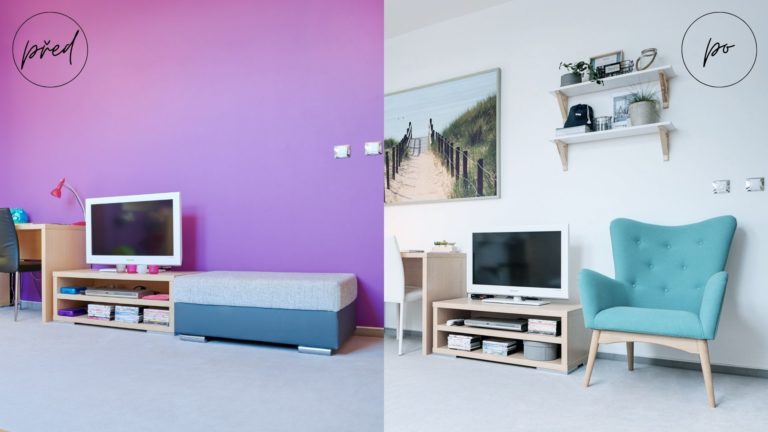 pracovna před a po